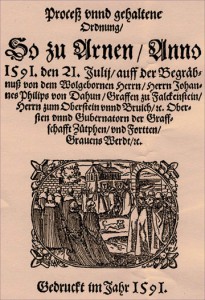 Begräbnisschrift für Graf Oberstein 1591